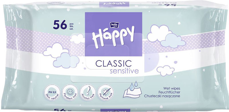 BELLA HAPPY Classic sensitive vlhčené ubrousky56 ks Darjeeling.cz