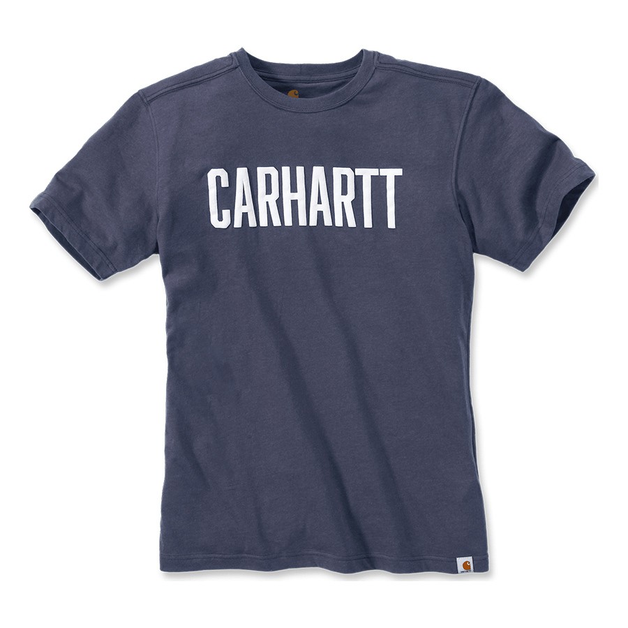 Triko Carhartt modrá Maddock Graphic Block Logo Short XS-Sleve T-shirt Carhartt