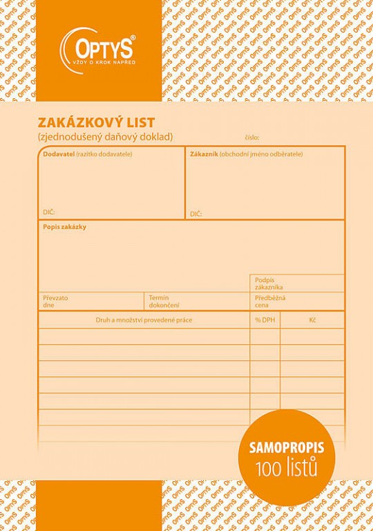 OP 1085 Zakázkový list samopropisovací A5 100 listů Papermax-cz