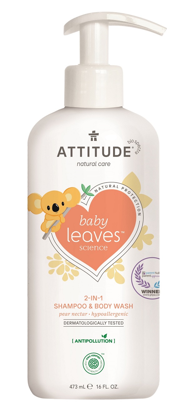 Dětské tělové mýdlo a šampon (2 v 1) ATTITUDE Baby leaves s vůní hruškové šťávy 473 ml Darjeeling.cz