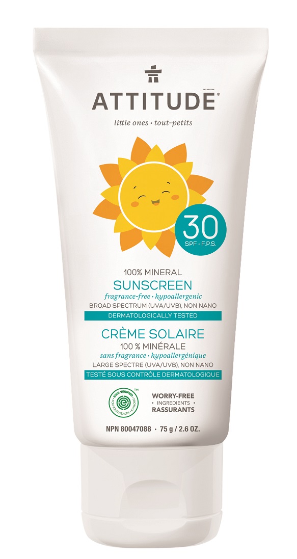 Dětský 100% minerální opalovací krém ATTITUDE (SPF 30) bez vůně 75 g Darjeeling.cz