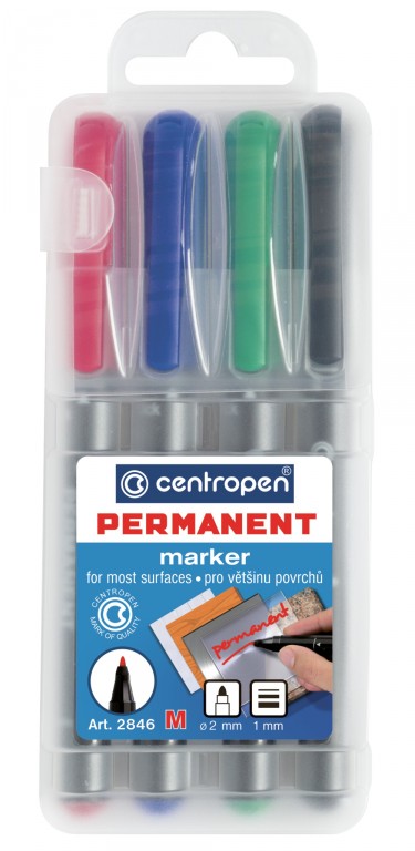 Popisovač Centropen 2846 permanent sada 4ks šíře 1mm Papermax-cz