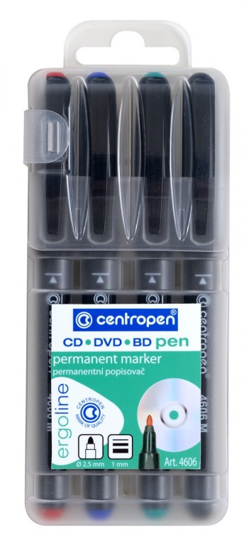 Popisovač Centropen 4606 na CD/DVD sada 4ks šíře 1mm Papermax-cz