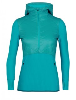 Icebreaker Wmns Descender Hybrid LS Half Zip Hood L Icebreaker