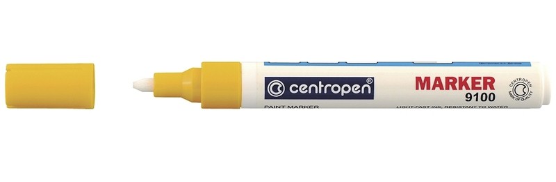 Popisovač Centropen 9100 lakový permanentní žlutý šíře 1 - 5mm Papermax-cz