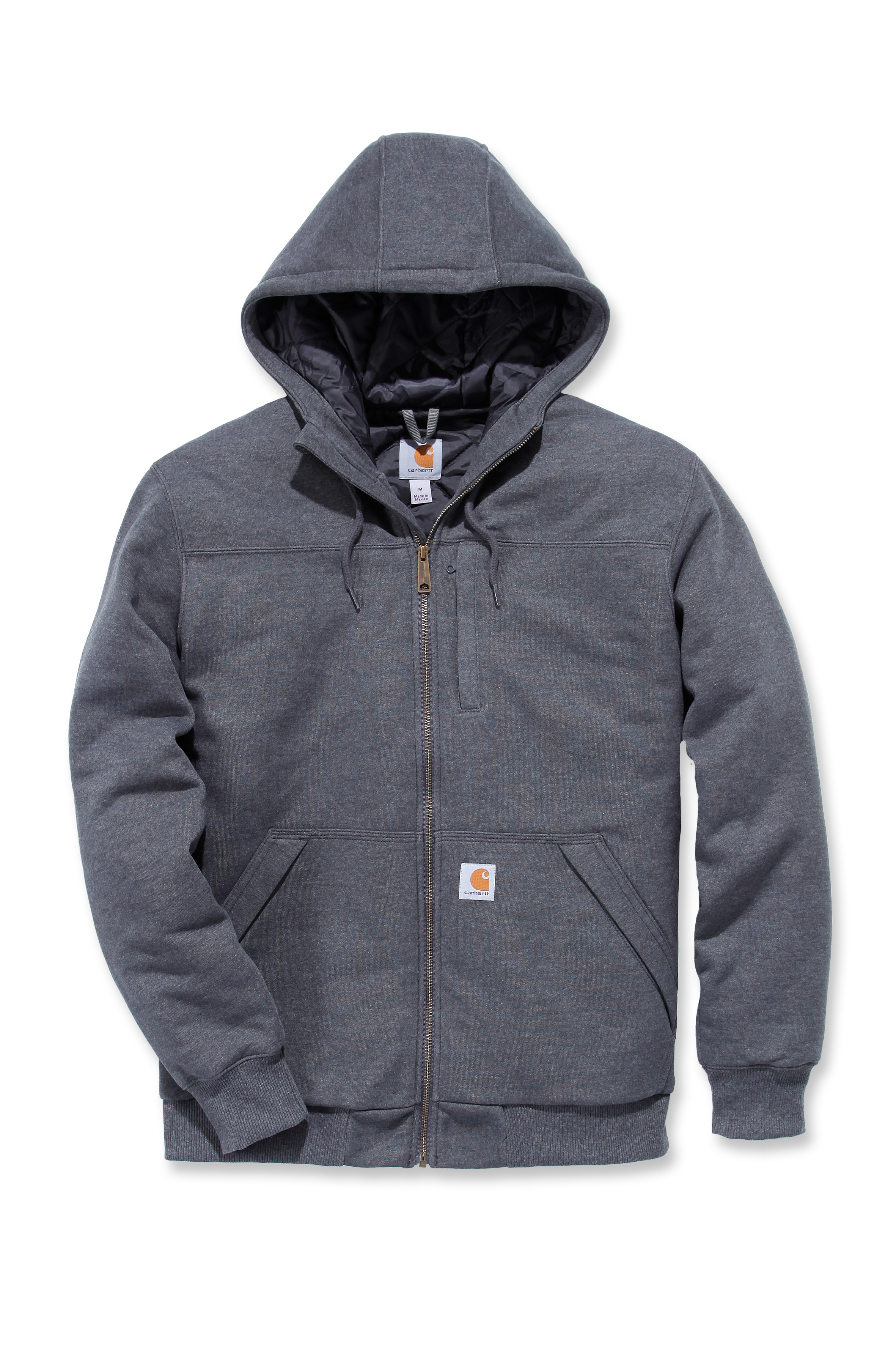 Mikina Carhartt šedá M Rockland Quilt-Lined Full-Zip Hooded Sweatshirt Carhartt