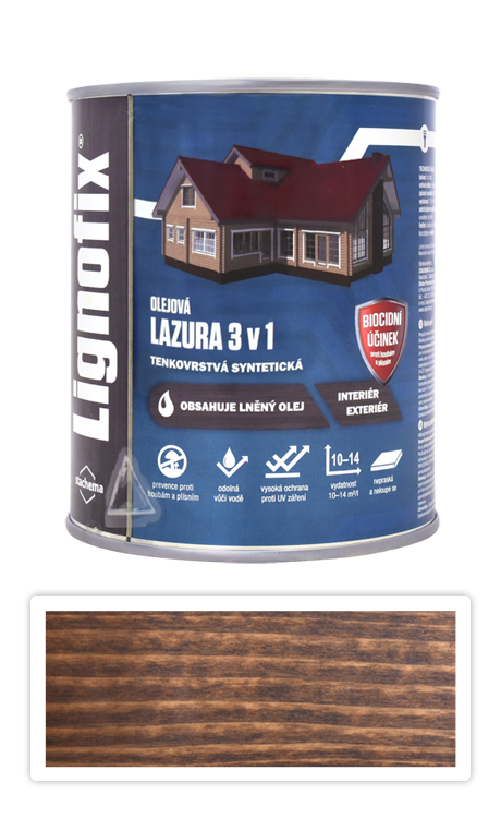 Lignofix LAZURA 3 v 1 - olejová lazura s biocidem 0.6 l Wenge Stachema