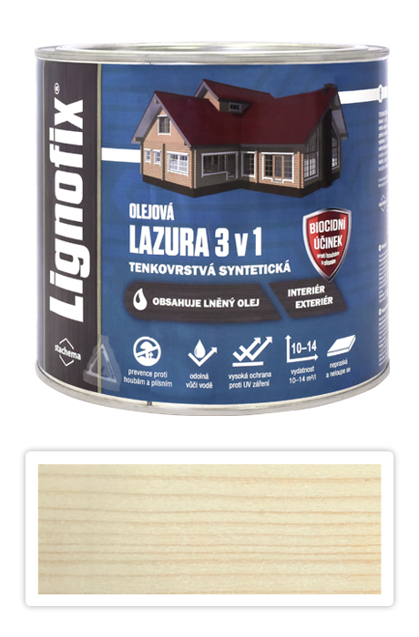 Lignofix LAZURA 3 v 1 - olejová lazura s biocidem 2.2 l Bílá Stachema