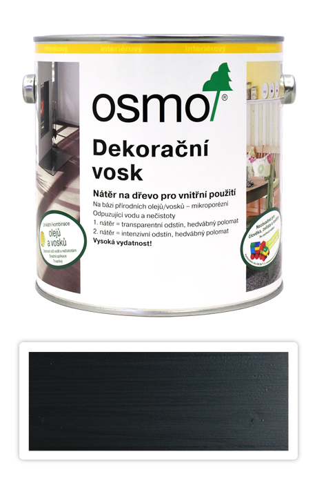 OSMO Dekorační vosk intenzivní odstíny 2.5 l Černý 3169 OSMO