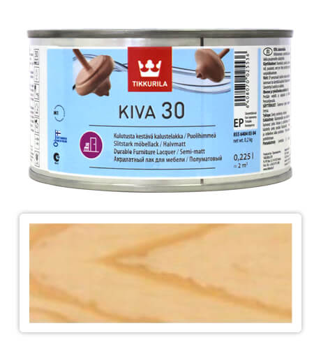 TIKKURILA Kiva 30 - vodou ředitelný lak 0.225 l Bezbarvý polomatný TIKKURILA