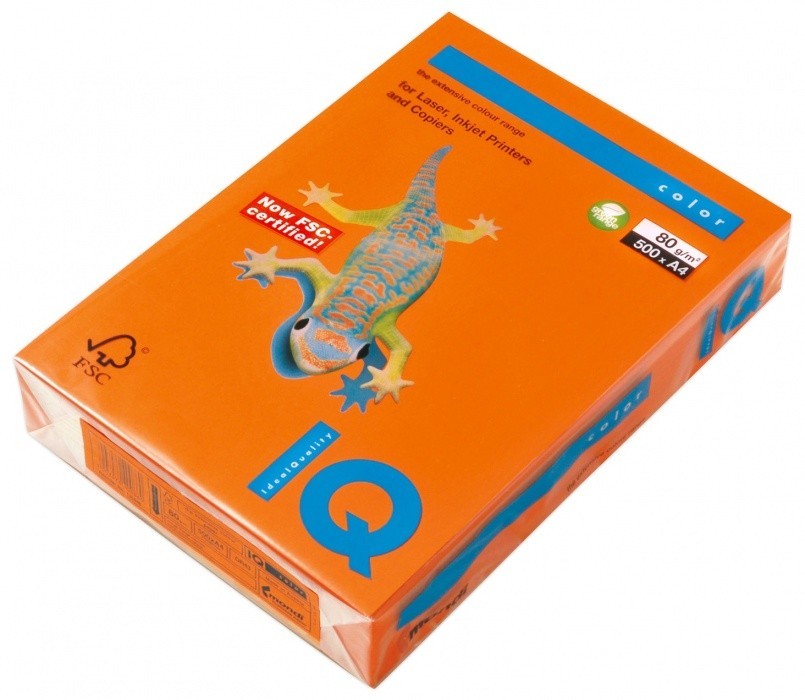 Barevný papír IQ OR43 - A4 80g oranžový 500 listů Papermax-cz