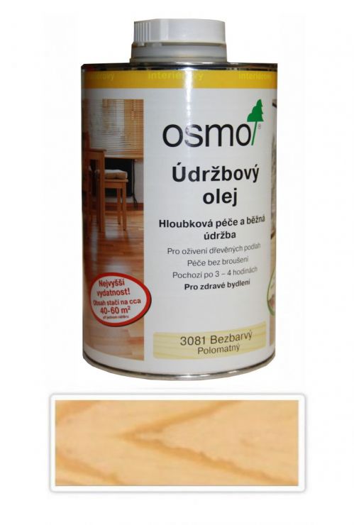 Údržbový olej OSMO 1l bezbarvý polomat 3098 protiskluzový R9 OSMO