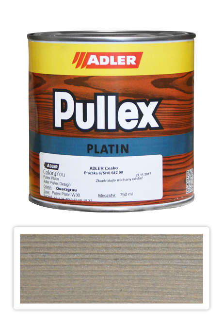 ADLER Pullex Platin 750ml W30 Quarzgrau - lazura na dřevo šedý křemen ADLER