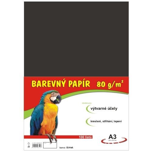 Papír barevný A3 100ks 80g černý Papermax-cz