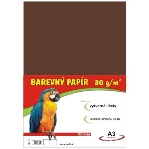 Papír barevný A3 100ks 80g hnědý Papermax-cz