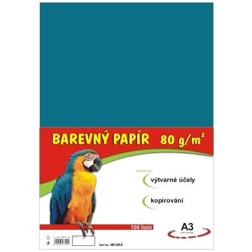 Papír barevný A3 100ks 80g modrý Papermax-cz