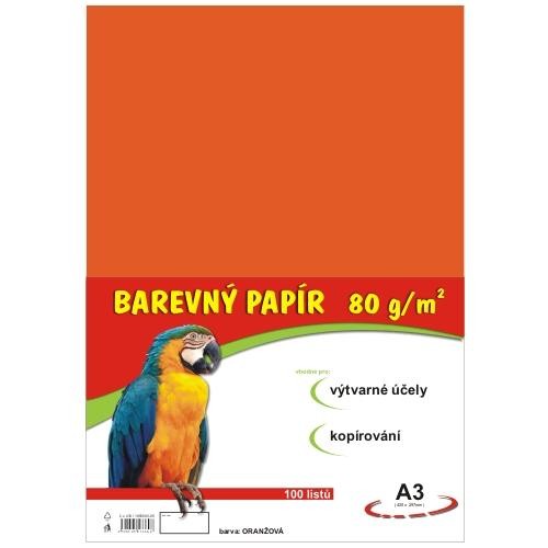 Papír barevný A3 100ks 80g oranžový Papermax-cz