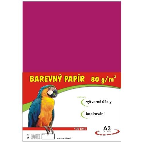 Papír barevný A3 100ks 80g růžový Papermax-cz