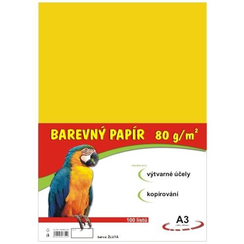 Papír barevný A3 100ks 80g žlutý Papermax-cz