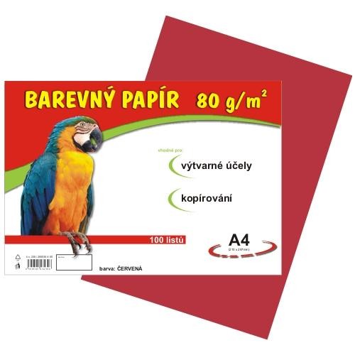 Papír barevný A4 100ks 80g červený Papermax-cz