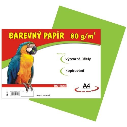 Papír barevný A4 100ks 80g zelený světle Papermax-cz