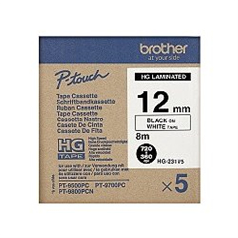 Páska Brother HGE231V5 - originální (Černý tisk/bílý podklad) Brother