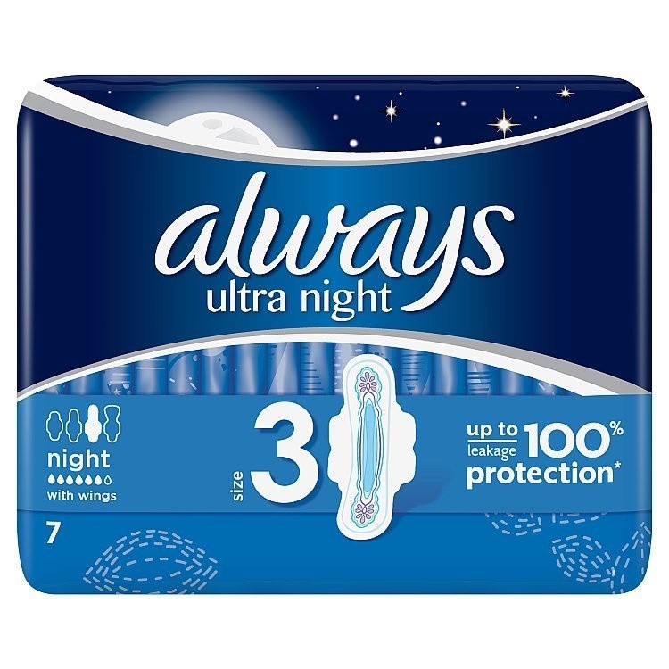 Hygienické vložky Always ultra night 7ks/bal. Papermax-cz