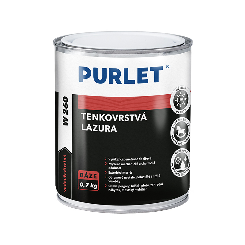 PURLET W260 tenkovrstvá lazura na dřevo 9kg Distrimo-cz