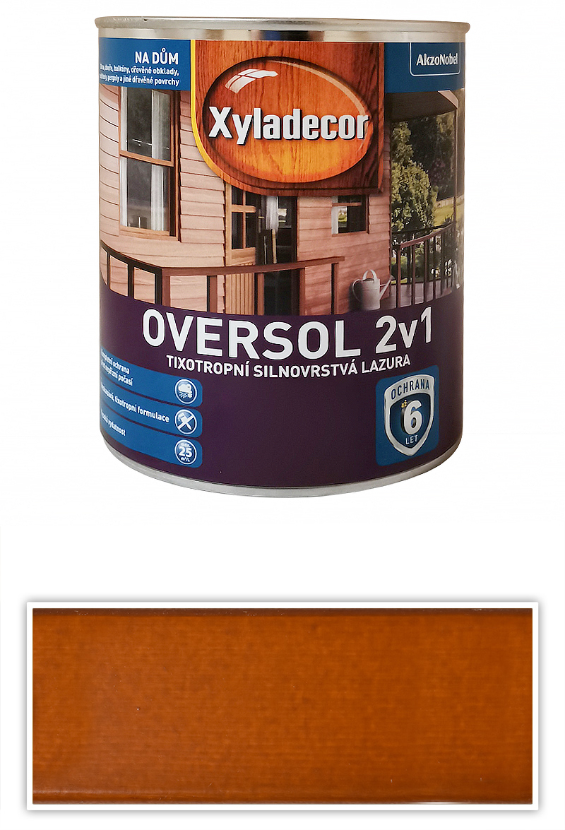 XYLADECOR Oversol 2v1 - tixotropní silnovrstvá lazura na dřevo 0.75 l Meranti XYLADECOR