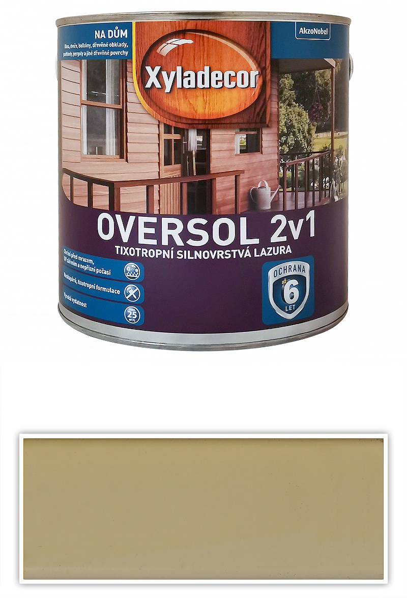 XYLADECOR Oversol 2v1 - tixotropní silnovrstvá lazura na dřevo 2.5 l Bílá krycí XYLADECOR