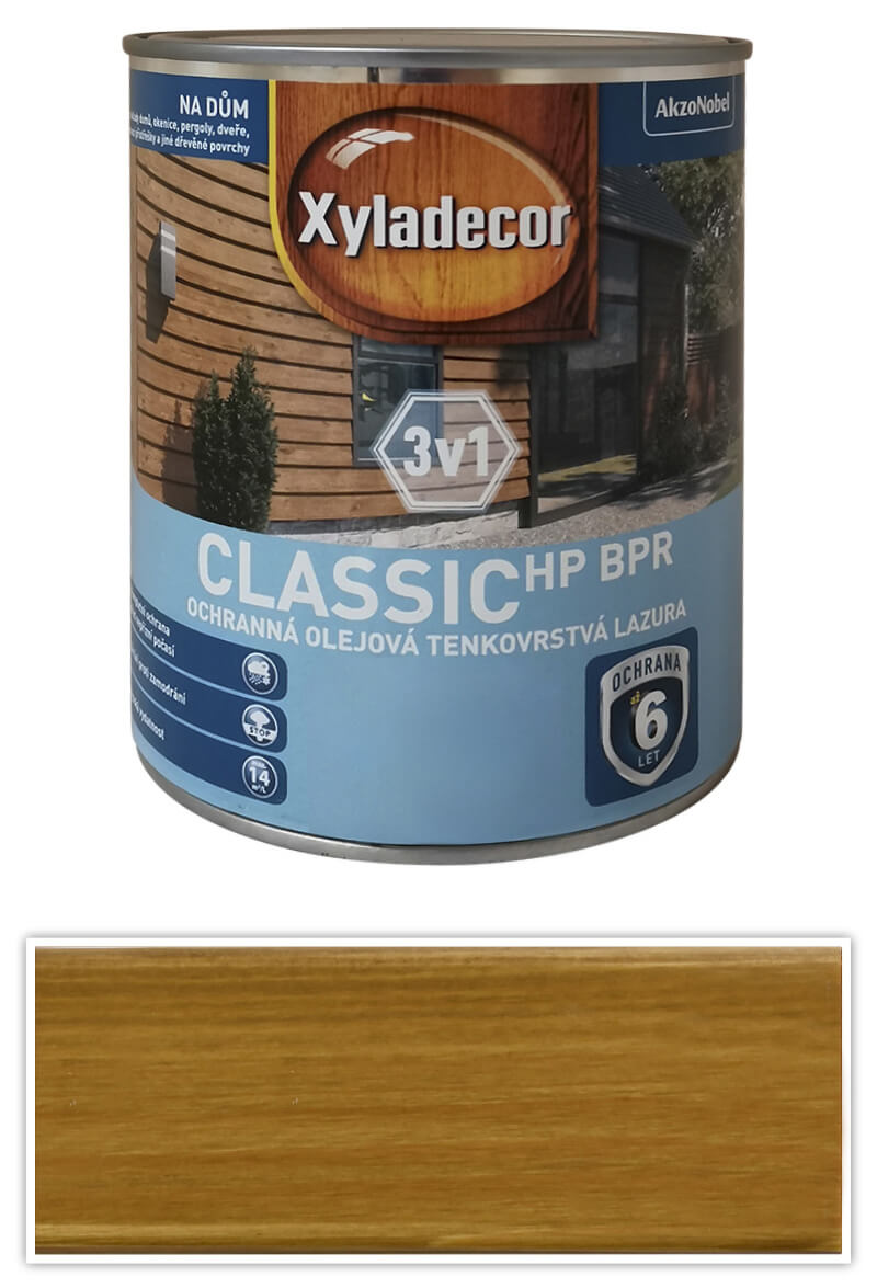 XYLADECOR Classic HP BPR 3v1 - ochranná olejová tenkovrstvá lazura na dřevo 0.75 l Modřín XYLADECOR