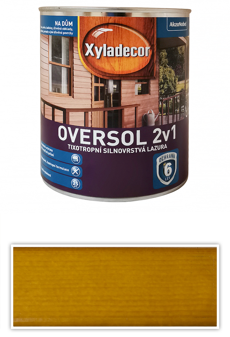 XYLADECOR Oversol 2v1 - tixotropní silnovrstvá lazura na dřevo 0.75 l Jilm polní XYLADECOR