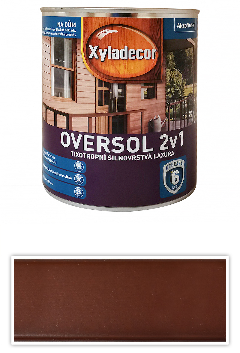 XYLADECOR Oversol 2v1 - tixotropní silnovrstvá lazura na dřevo 0.75 l Rosewood XYLADECOR