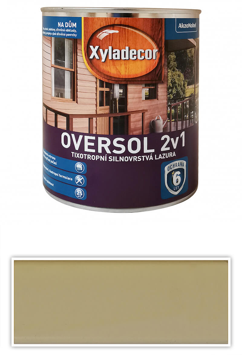 XYLADECOR Oversol 2v1 - tixotropní silnovrstvá lazura na dřevo 0.75 l Bílá krycí XYLADECOR