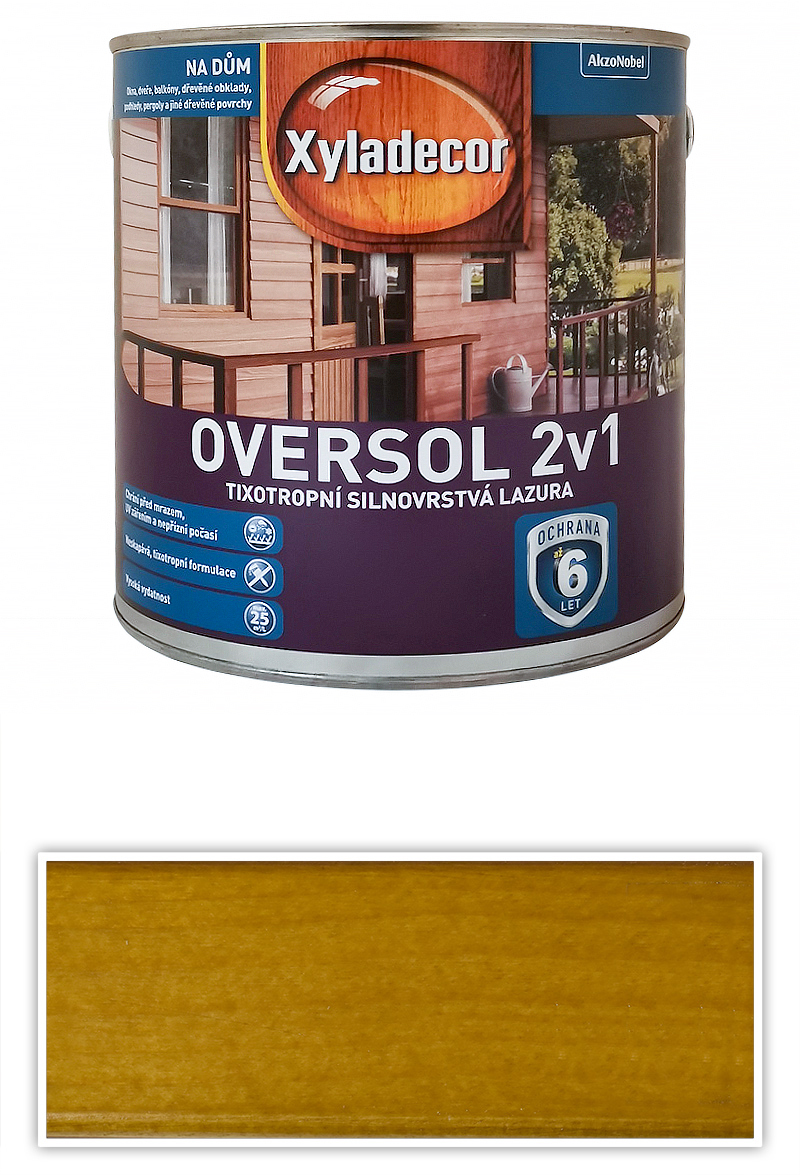 XYLADECOR Oversol 2v1 - tixotropní silnovrstvá lazura na dřevo 2.5 l Vlašský ořech XYLADECOR