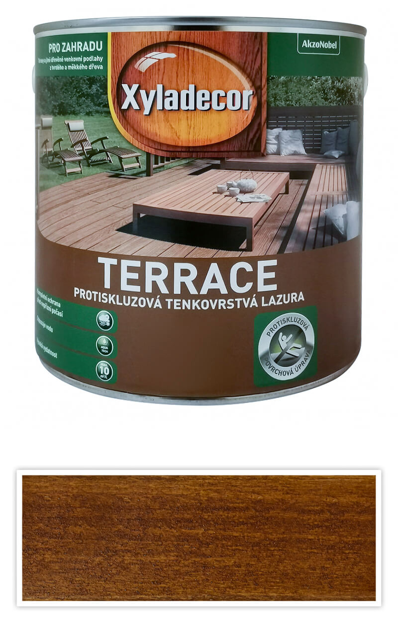 XYLADECOR Terrace - protiskluzová tenkovrstvá lazura na dřevěné terasy 2.5 l Týk XYLADECOR