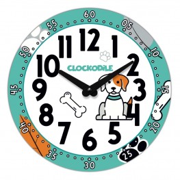 CLOCKODILE Dětské nástěnné hodiny modré s pejskem 25cm CCT0033CLOCKODILE