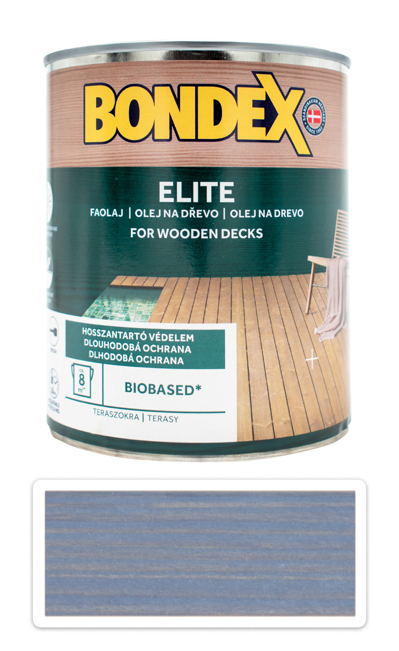 BONDEX Elite - odolný rychleschnoucí ochranný olej na dřevo v exteriéru 0.75 l Křemenně šedá BONDEX