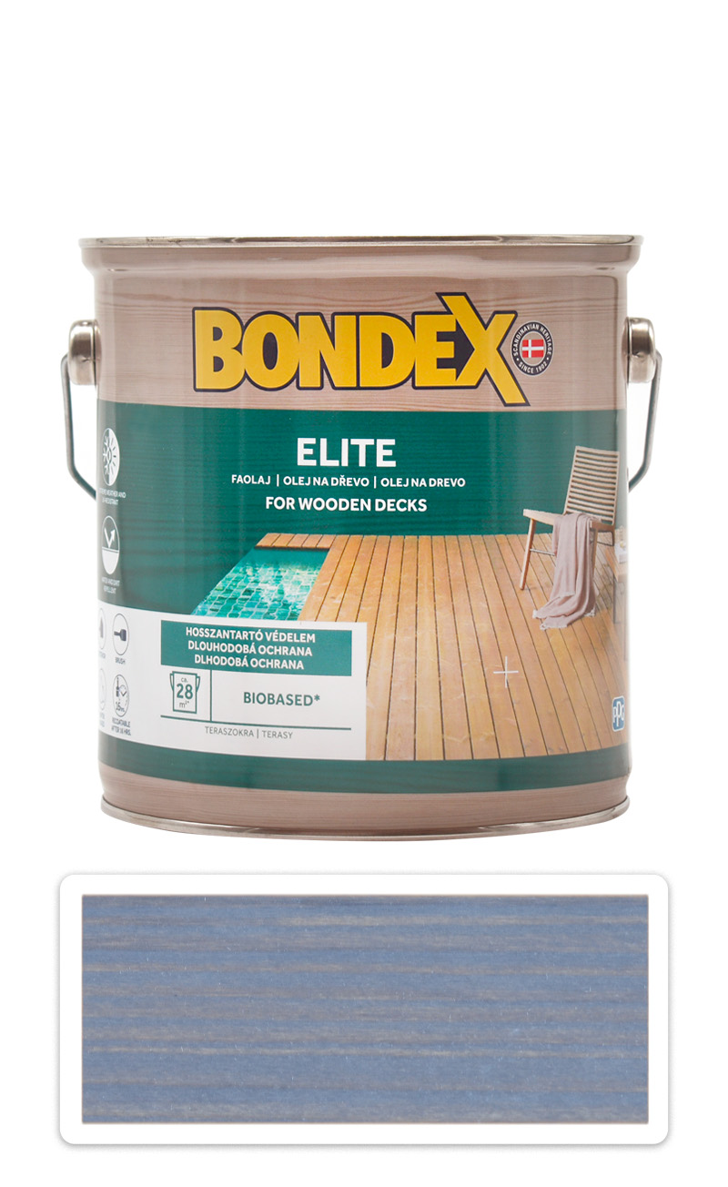 BONDEX Elite - odolný rychleschnoucí ochranný olej na dřevo v exteriéru 2.5 l Křemenně šedá BONDEX