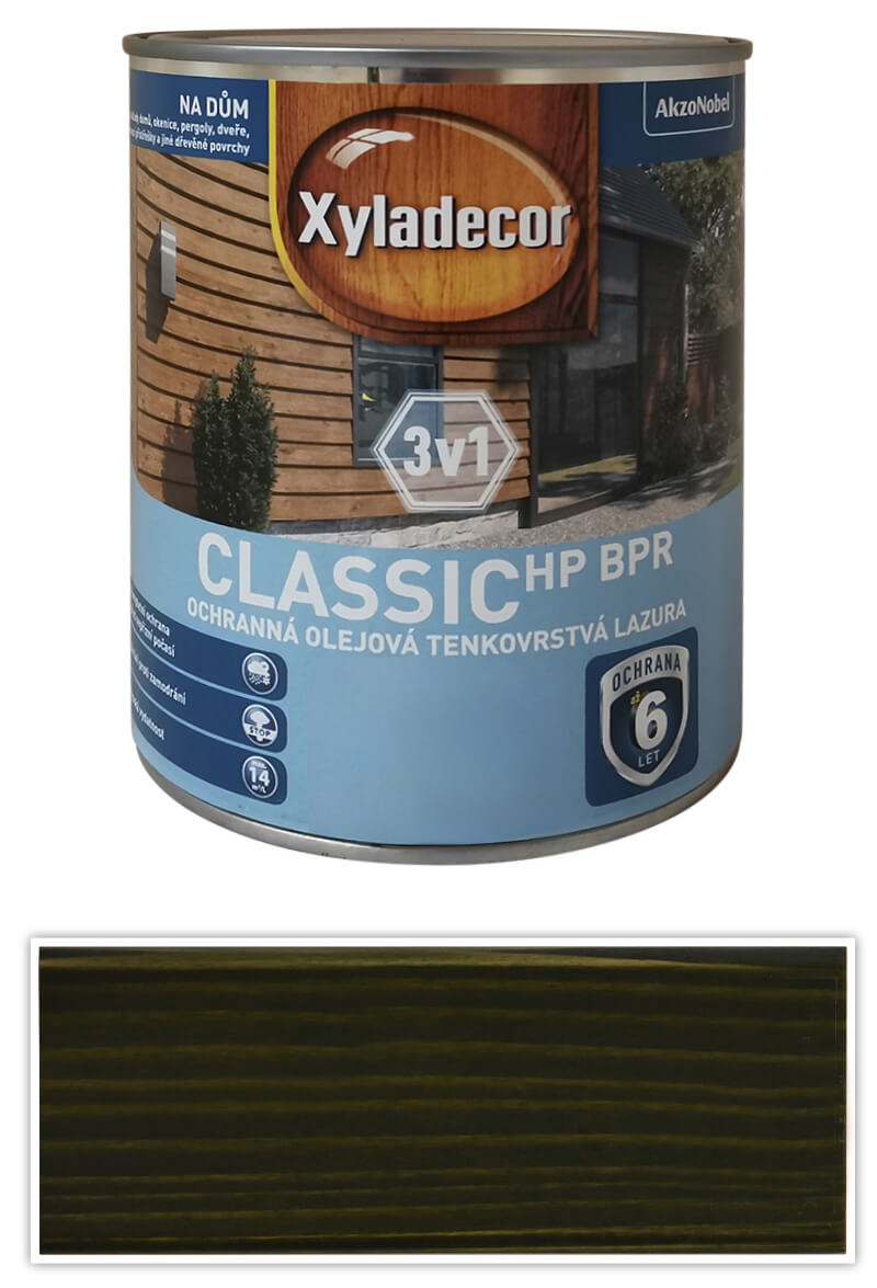 XYLADECOR Classic HP BPR 3v1 - ochranná olejová tenkovrstvá lazura na dřevo 0.75 l Jedlová zeleň XYLADECOR