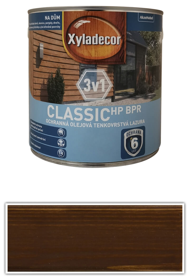 XYLADECOR Classic HP BPR 3v1 - ochranná olejová tenkovrstvá lazura na dřevo 2.5 l Ořech XYLADECOR