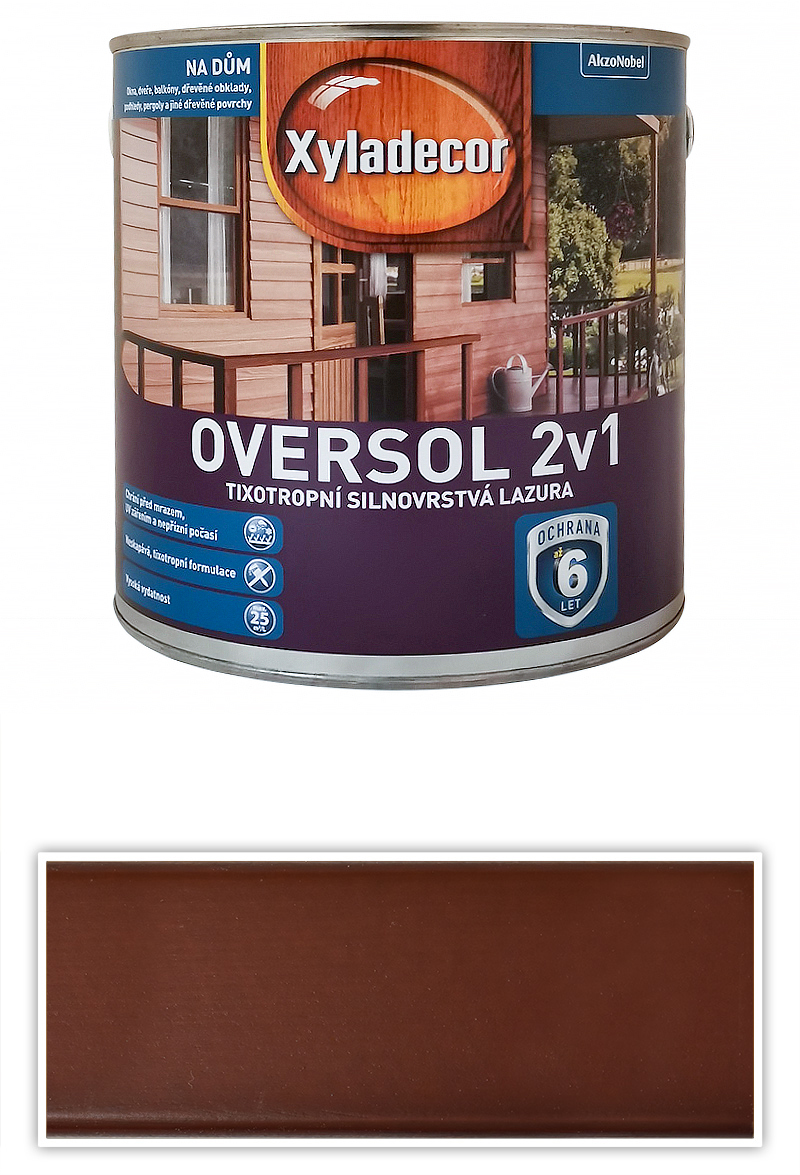 XYLADECOR Oversol 2v1 - tixotropní silnovrstvá lazura na dřevo 2.5 l Rosewood XYLADECOR