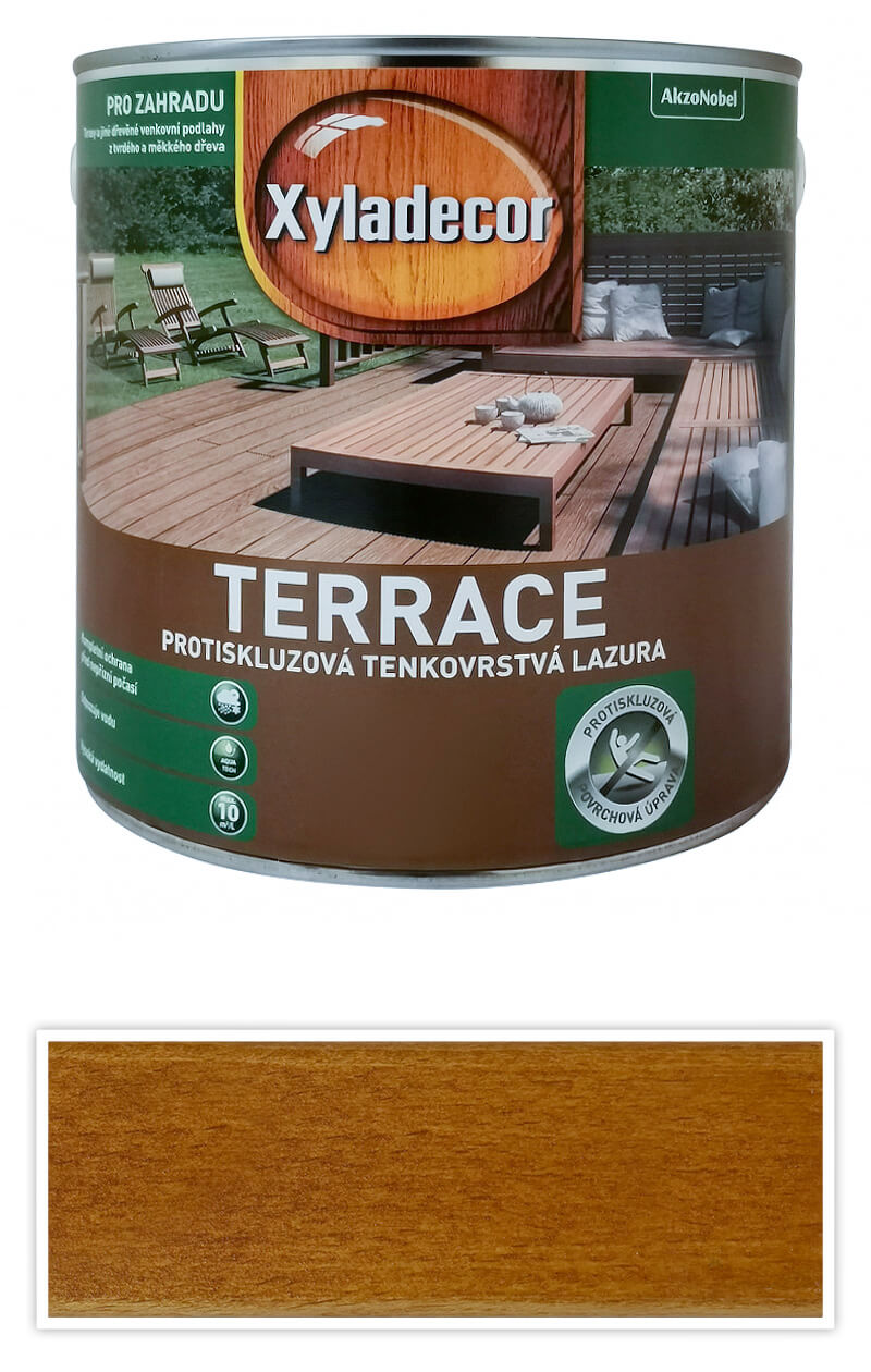 XYLADECOR Terrace - protiskluzová tenkovrstvá lazura na dřevěné terasy 2.5 l Borovice XYLADECOR