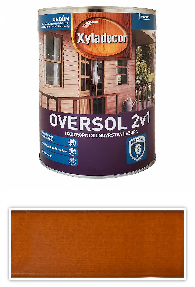 XYLADECOR Oversol 2v1 - tixotropní silnovrstvá lazura na dřevo 5 l Meranti XYLADECOR