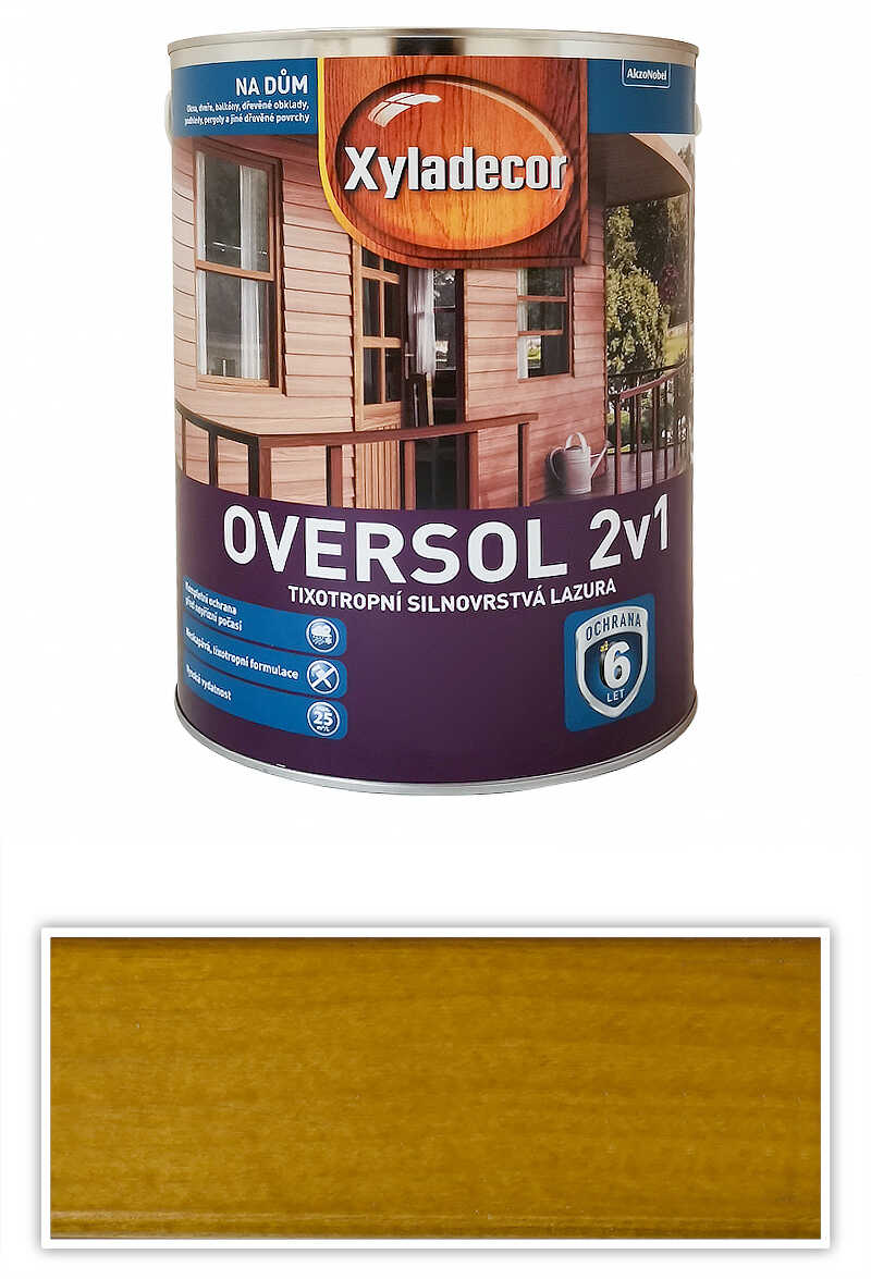 XYLADECOR Oversol 2v1 - tixotropní silnovrstvá lazura na dřevo 5 l Vlašský ořech XYLADECOR