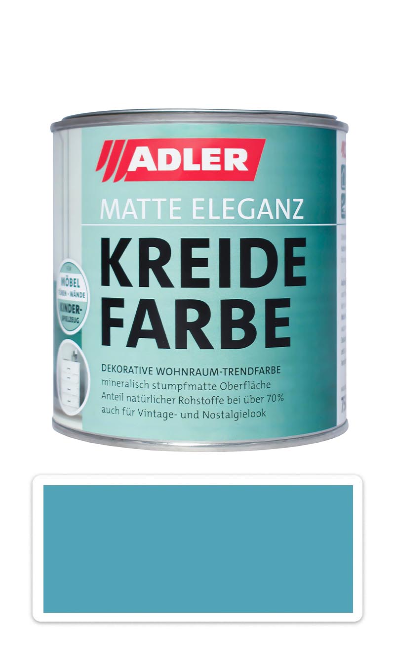 ADLER Kreidefarbe - univerzální vodou ředitelná křídová barva do interiéru 0.75 l Gletscherspalte ADLER