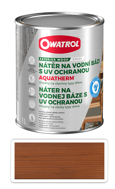 OWATROL Aquatherm - UV ochranný nátěr na dřevěné povrchy v interiéru a exteriéru 1 l Teak OWATROL