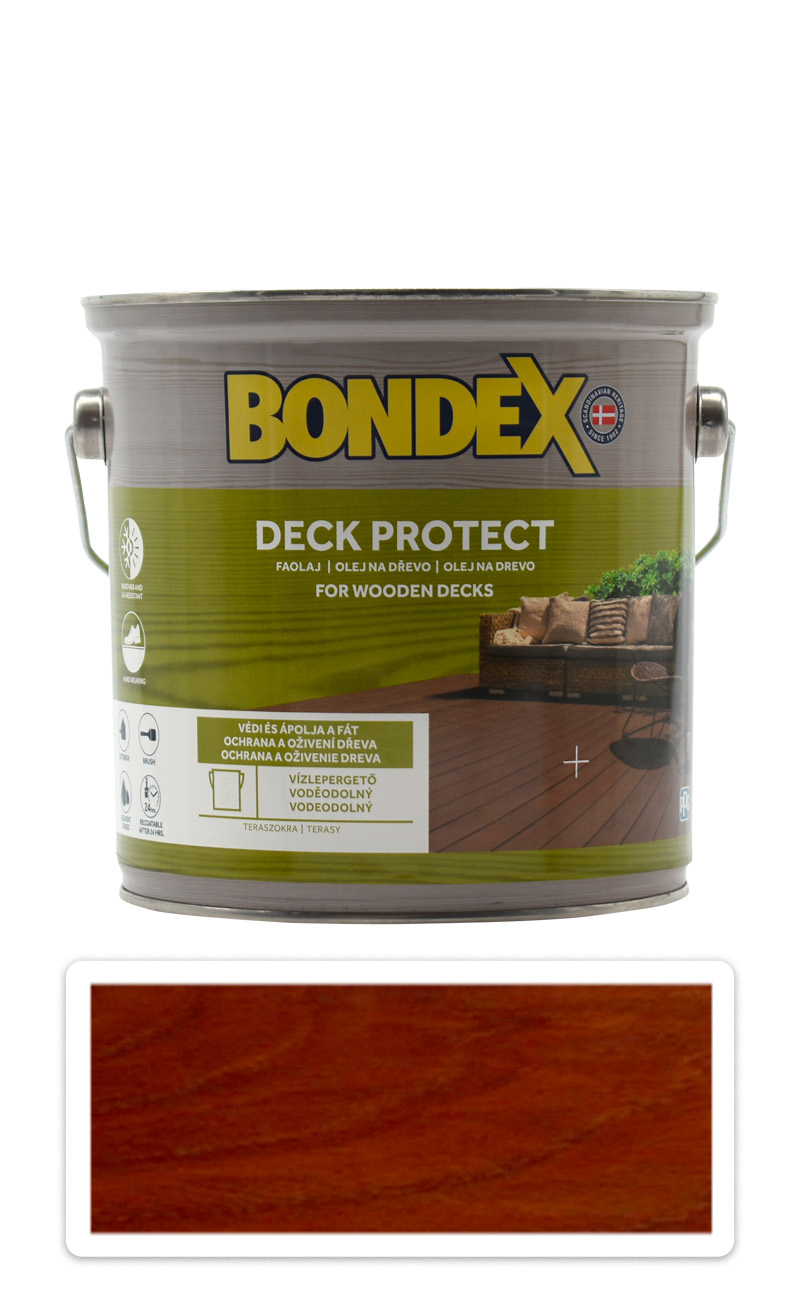 BONDEX Deck Protect - ochranný syntetický olej na dřevo v exteriéru 2.5 l Červený mahagon BONDEX