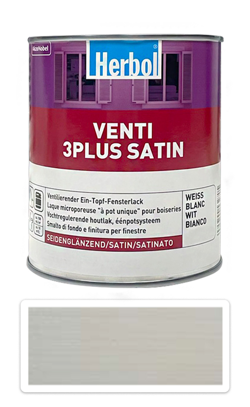 HERBOL Venti 3 plus satin - silnovrstvý krycí lak na okna a dveře 0.75 l Bílá HERBOL