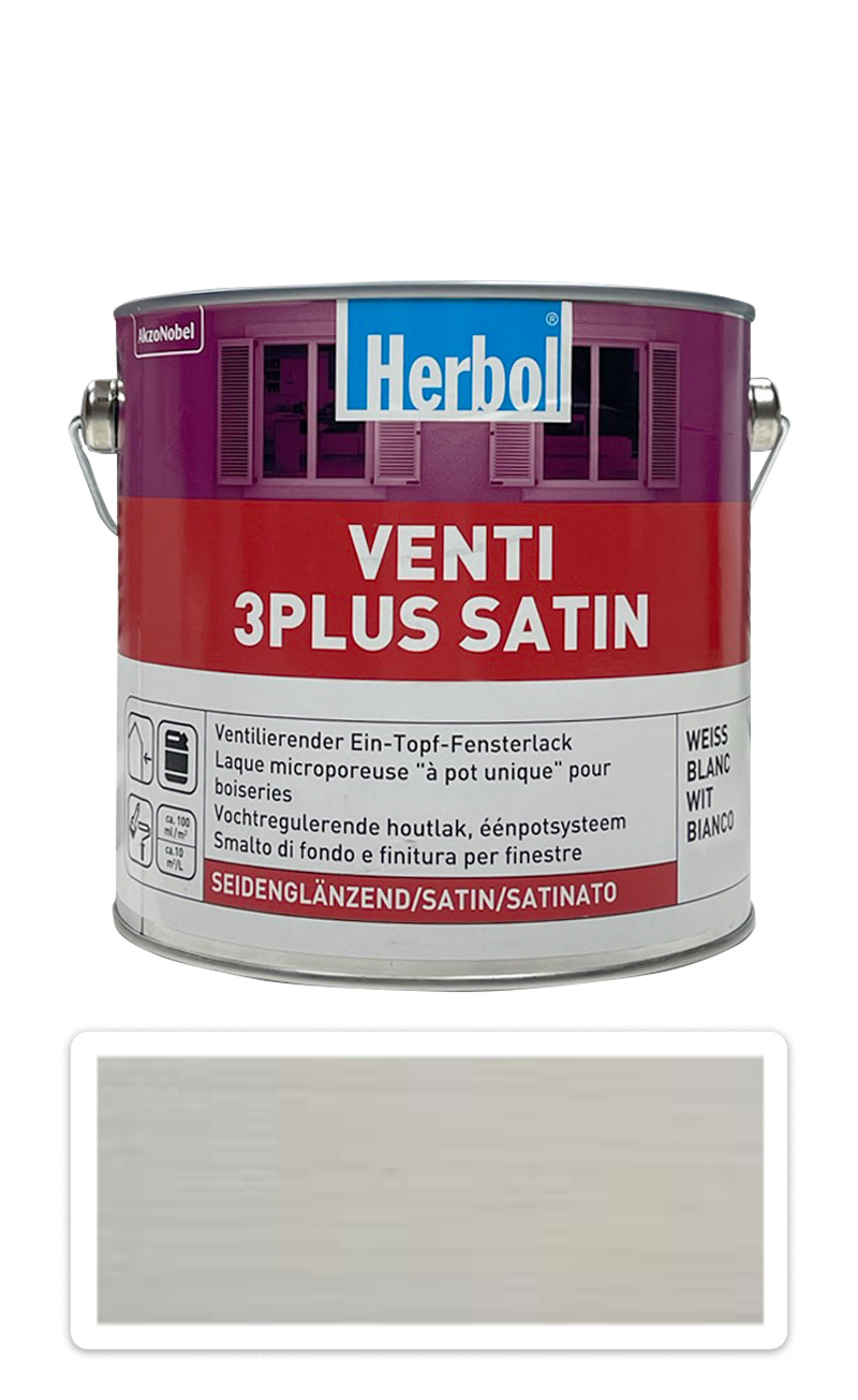 HERBOL Venti 3 plus satin - silnovrstvý krycí lak na okna a dveře 2.5 l Bílá HERBOL